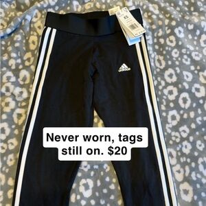 Adidas Black Leggings with Signature Stripes
